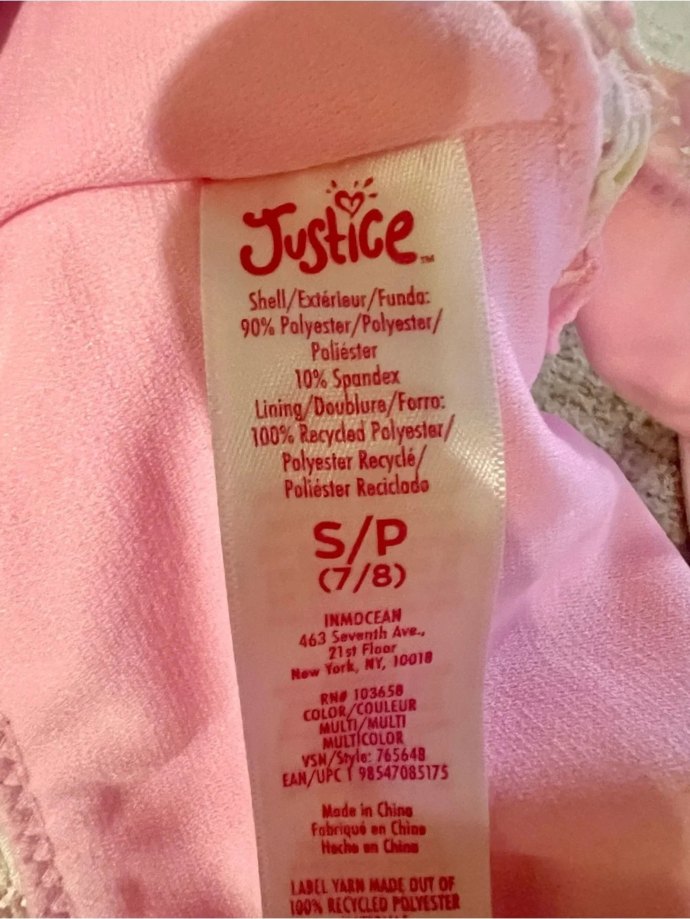 Justice girl’s size